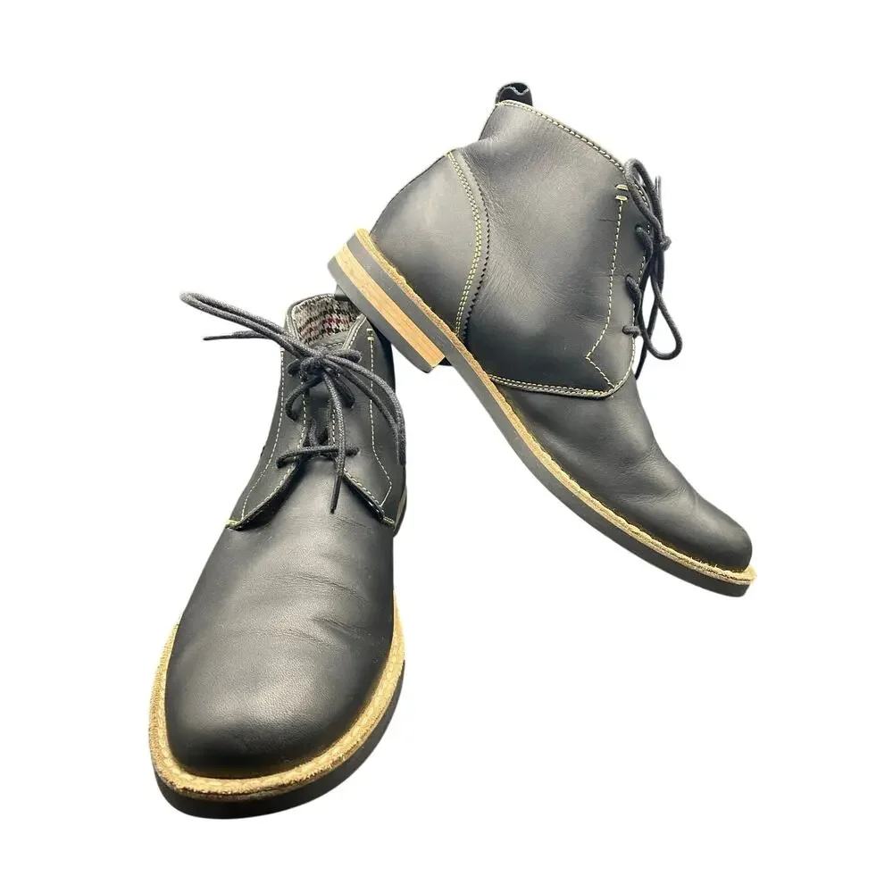 Original Penguin Black Leather Chukka Boots Men's US-8 UK 7